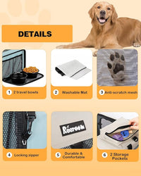 Extra Large Dog Crate with 2 Foldable Bowl, 36 Inch Collapsible Travel Dog Crate Kennel with Soft Blanket for Medium Dogs,Indoor & Outdoor (36" L x 25" W x 25" H, Blue)