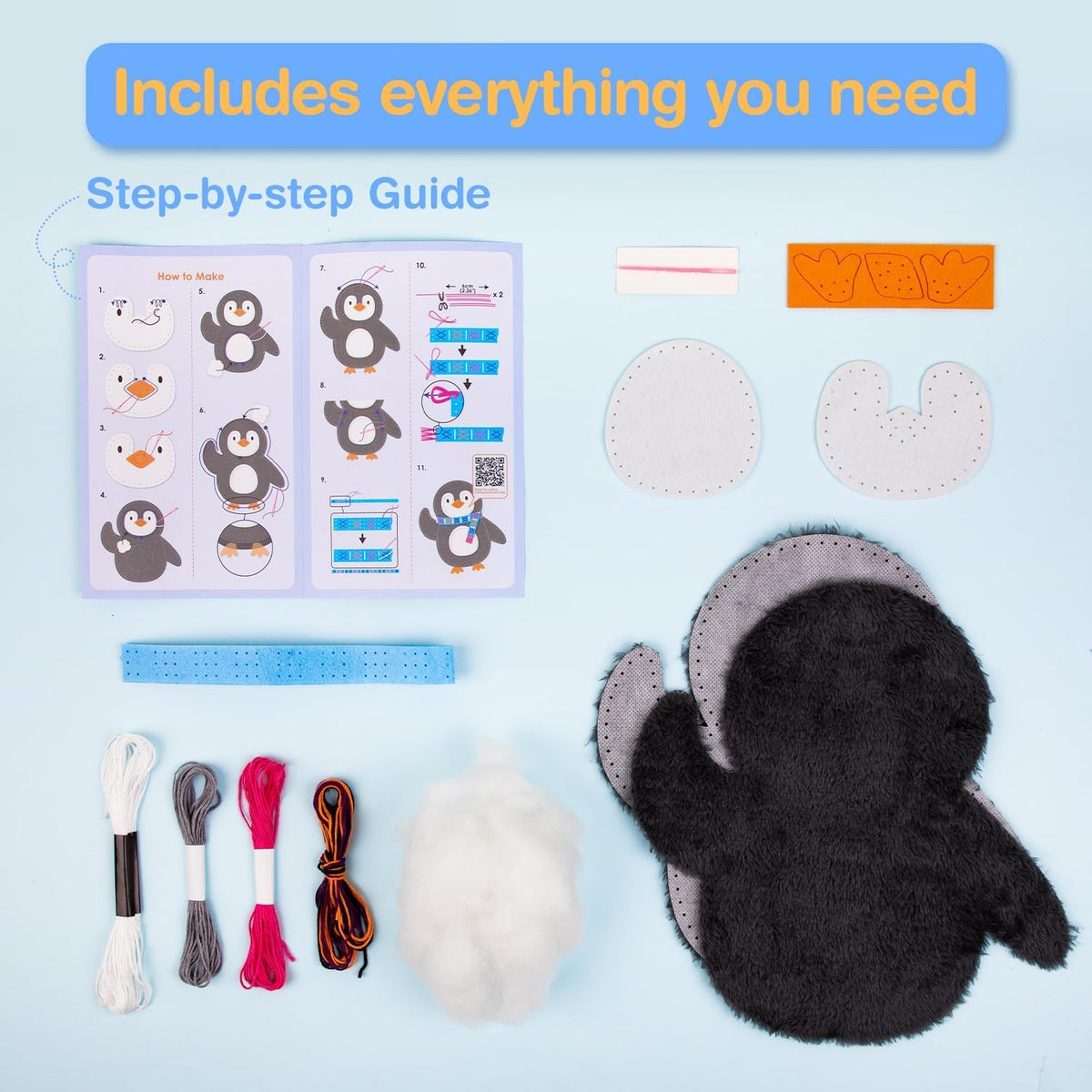 Avenir My First Sewing Kit for kids with a finished unicorn plush and pre-cut fabric pieces - view 10