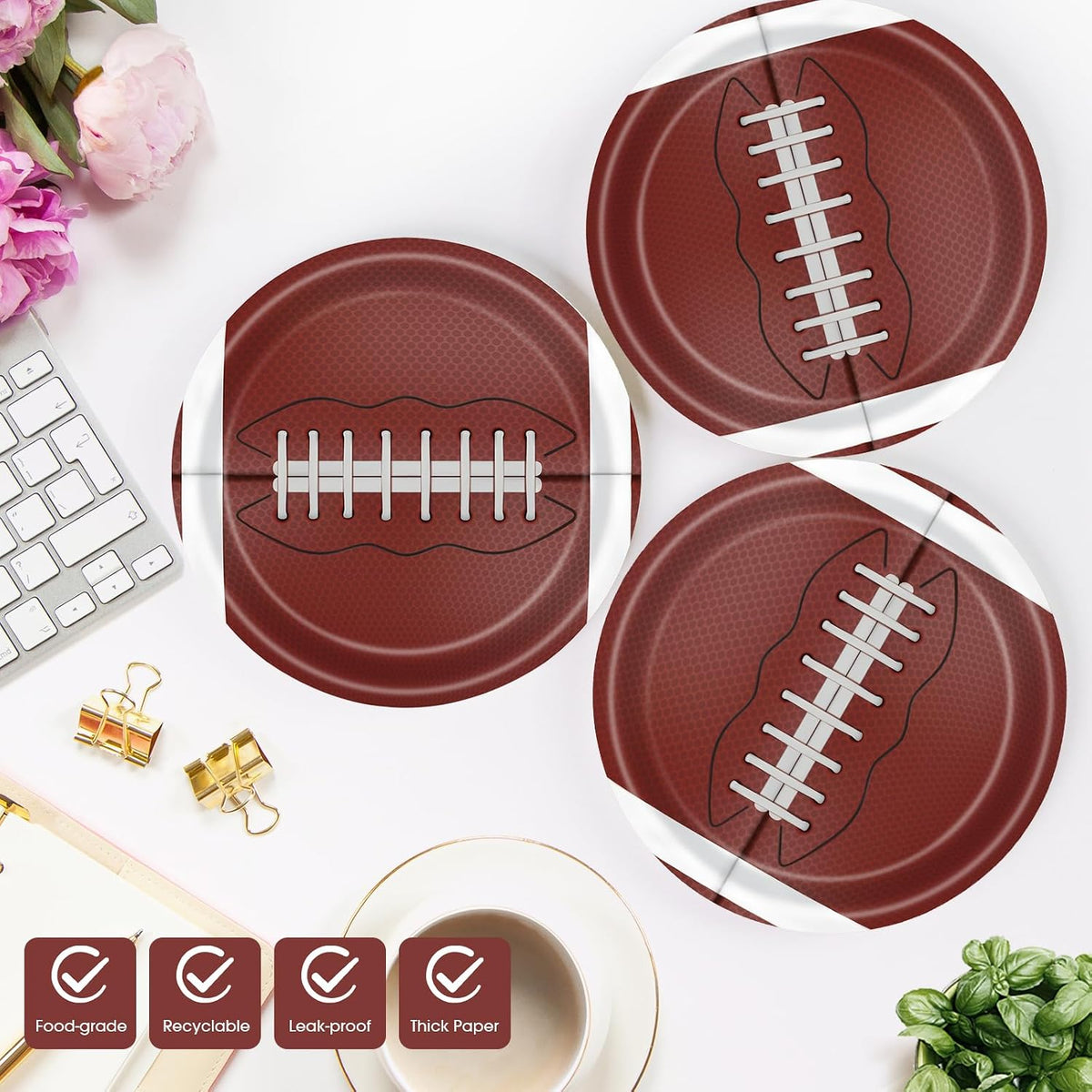 40 Pcs Basketball Plates and Napkins Set - Football - image 3