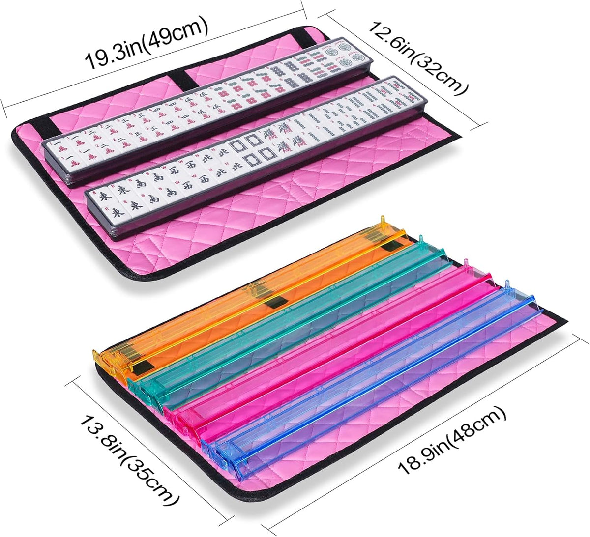 American Mahjong Game Set, 166 Quality White Tiles - Pink - image 4