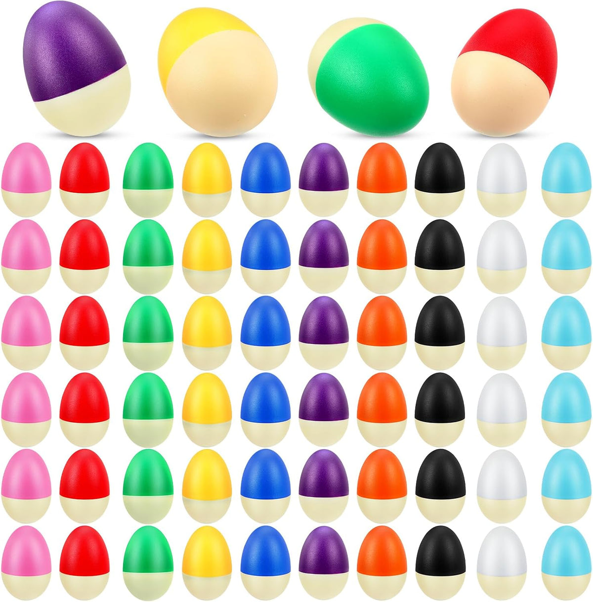 Yeshone 100 plastic egg shakers in 10 bright colors - view 4