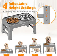URPOWER Raised Dog Bowls 4 Height Adjustable Elevated Bowl Stand – Essentials for Dogs - Light Grey - image 2