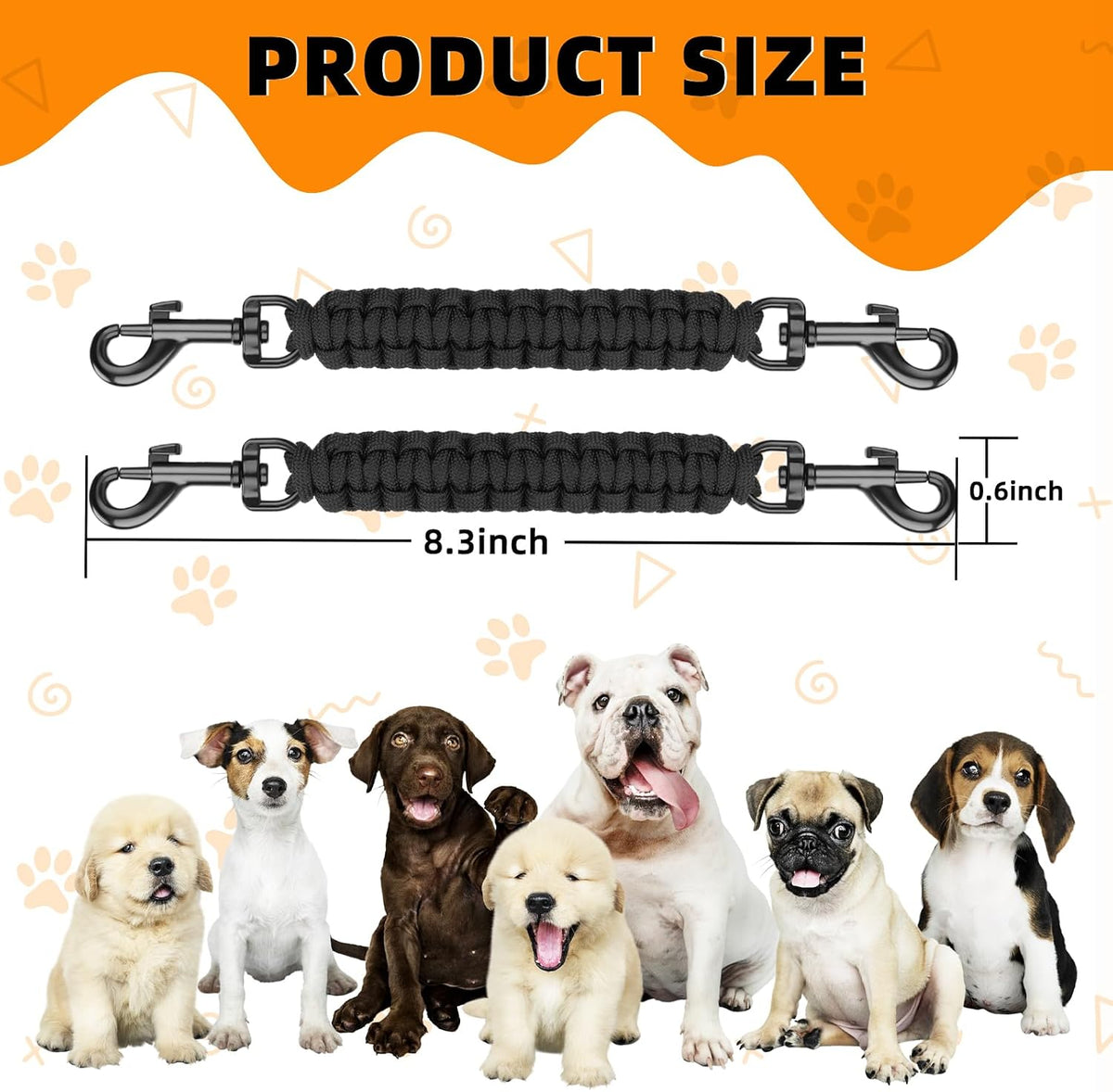 YUEPET 2-pack paracord dog collar safety clips with 360 degree swivel clips - view 4