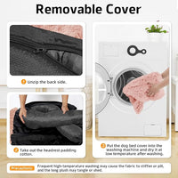 GGIB Calming Dog Bed Fluffy Plush Dog Mat for Furniture Protector with Removable Washable Cover for Large Medium Small Dogs and Cats (Small(35x31x5),Pink)
