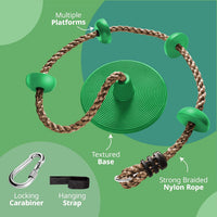 Jungle Gym Kingdom Tree Swing for Kids - Green Disc/Brown Rope Swing - image 3