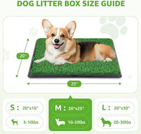 Portable Dog Litter Boxes with 2 Pack Replacement Artificial Grass,Indoor Outdoor Potty Training Turf,Washable Reusable Pee Pad for Dogs, Balcony Fake Grass Pad with Tray(Dog Litter Box, 20''x25'')