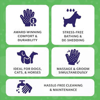 H HANDSON Pet Grooming Gloves - Patented #1 Ranked, Award Winning Shedding, Bathing, & Hair Remover Gloves - Gentle Brush for Cats, Dogs, and Horses (Blue, Large)