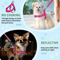 SlowTon No Pull Small Dog Harness and Leash Set with Front Clip – Essentials for Dogs - Medium / Fuchsia - image 3