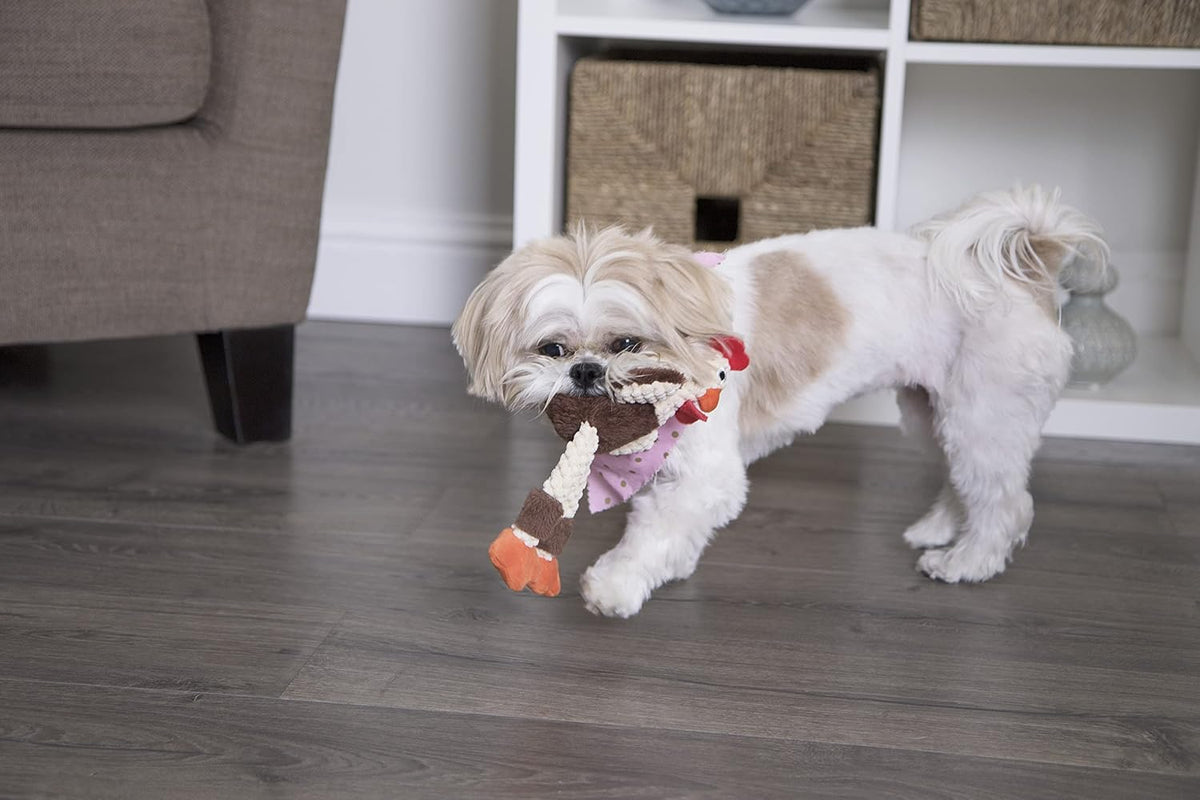 goDog Checkers Elephant Tough Plush Toy with Chew Guard Technology - Checkers - Skinny Rooster (Brown) / Mini - image 4