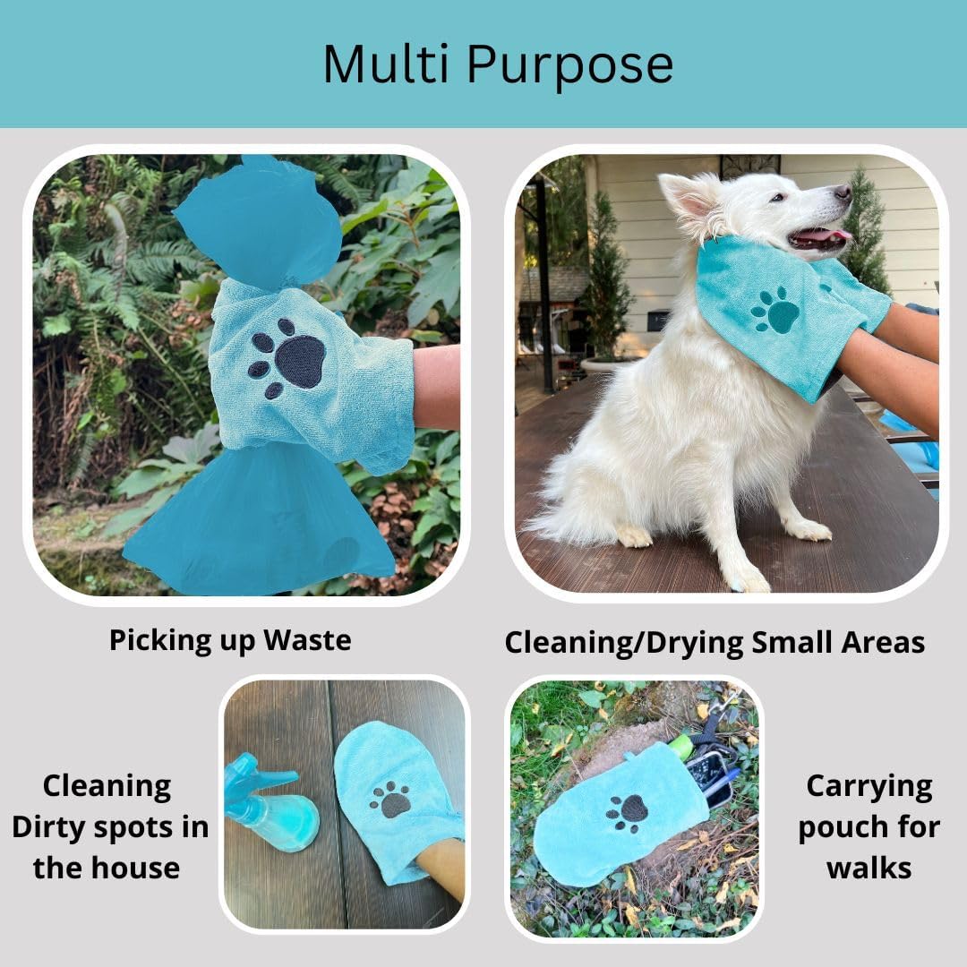 Penny & Niko Microfiber Pet Towel Mitts - Standard - 4 pack / Sky Blue/Gray - image 3