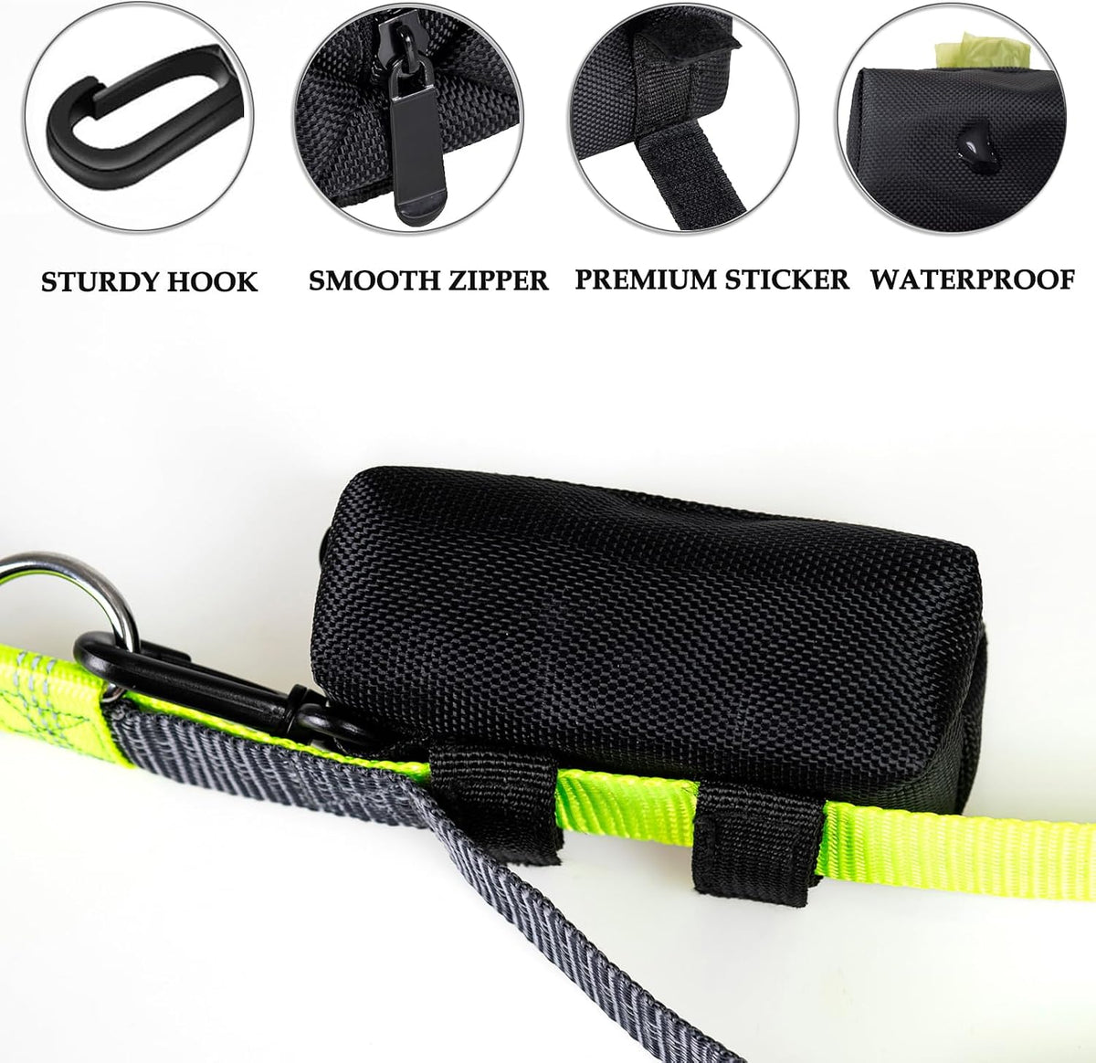 2 Pack Dog Poop Bag Holder for Leash + 80 Count Doggie Waste Bag - Black-One - image 3
