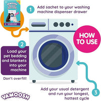 Vamoosh Pet Hair Dissolver | No Harmful Chemicals | Safe for Pets | Patented Pet Hair Dissolving Formula | Removes Odor | Dissolves Dog, Cat & Animal Fur | Easy to Use | 3 Sachets (Pack of 2)