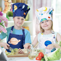 4Pcs Kids Apron and Chef Hat Set Gift for Girls Boys - Planet - image 4
