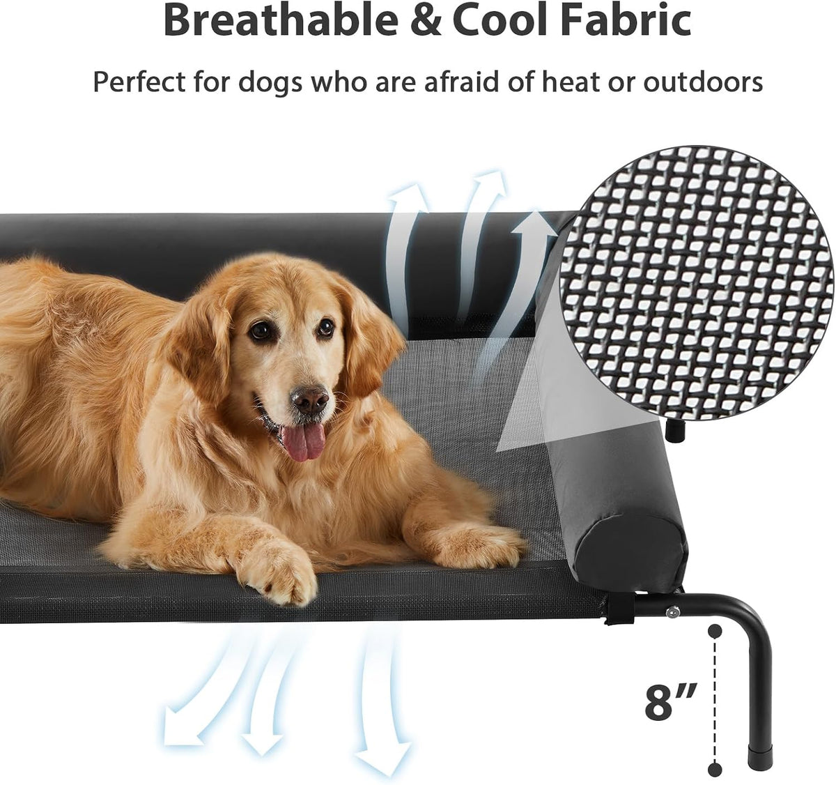 RRPETHOME Elevated Cooling Dog Cot 43x31" - Black / 43.0"L x 31.0"W x 8.0"Th - image 3