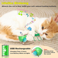 Interactive Cat Toys for Indoor Cats, Moving Cat Ball with Tail, Fast Rolling on Carpet, Chirping & Motion Activate Toy for Bored Indoor Adult Cats
