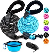 COOYOO 2 Pack Dog Leash 5 FT Heavy Duty - 1/2"x 6 FT (18~120 lbs.) / Set 2-Black+Blue
