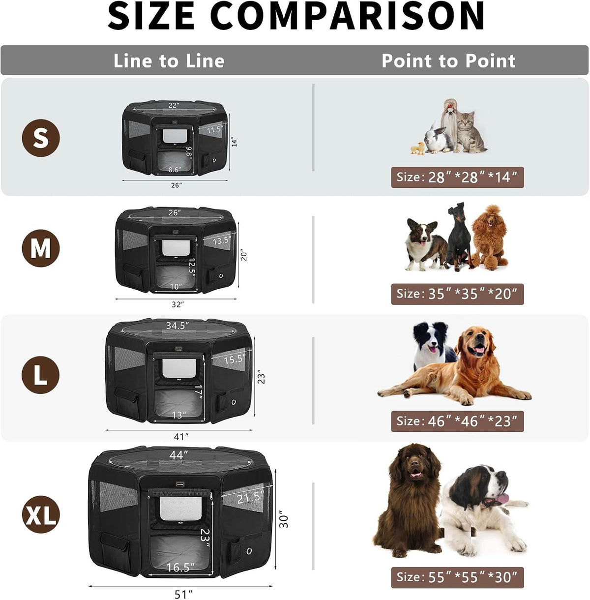 Dog Playpen Portable Pet Play Pens for Small Dog/Cat/Rabbit/Chicks - Black / 8 / Extra Large (55"x55"x30") - image 3