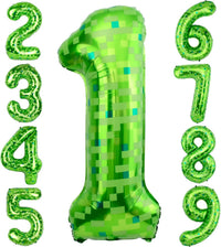 40 Inch Vibrant Spider-Themed Number Foil Balloons - Green / 1