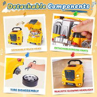 Interactive Truck Engine Toy with Removable Parts, Lights - Yellow - image 4