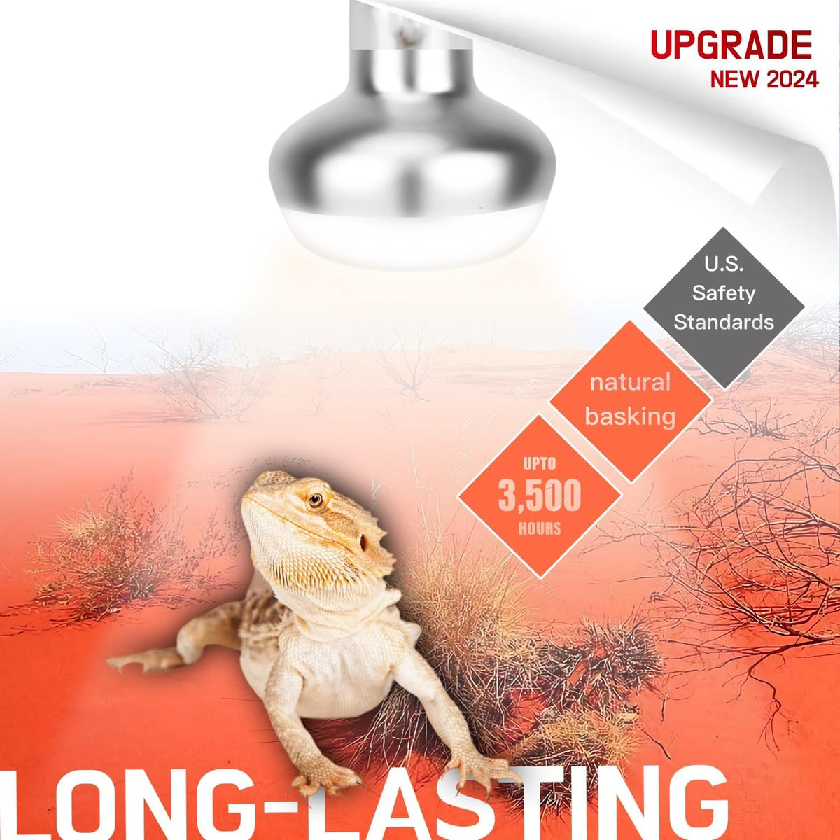 Basking Light for Reptiles, Reptile Heat Bulb Light - 2-Pack Intense Basking Spot / 100W - image 2