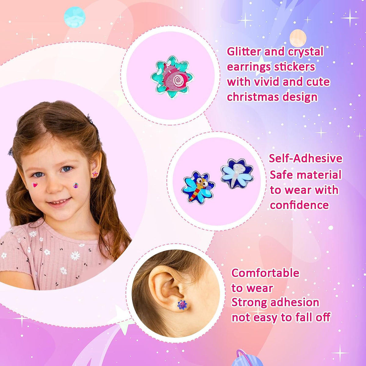 AUGSUN 240 Pcs Halloween Stick on Earrings for Little Girls – Fun for Kids & Family - Regular Style - image 3