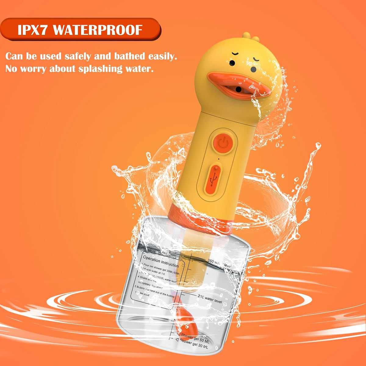 Electric Foaming Shampoo Dispenser for Dog and Cat Bathing - Yellow Ducky - image 3