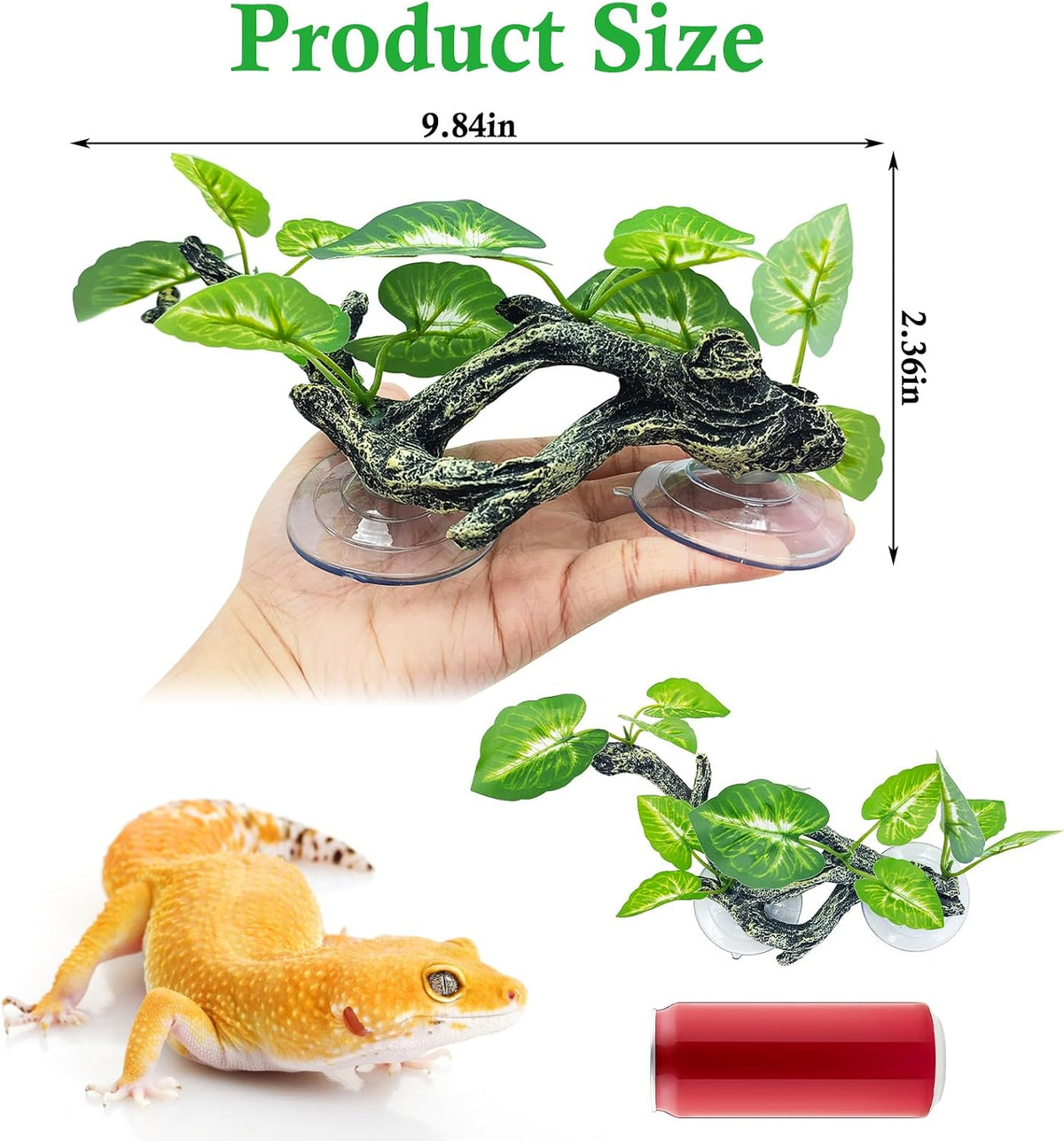 2 PCS Reptile Corner Branch - Green With White - image 2