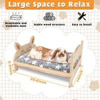 Large wooden rabbit bed with removable cushion and bunny pattern - view 2