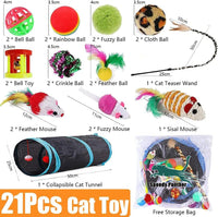 21 Pcs Cat Toys for Indoor Cats Collapsible Cat Tunnel Interactive - image 2