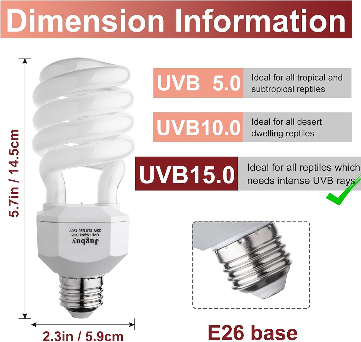 UVB Reptile Light Bulb 10.0 - UVB15.0 - image 2
