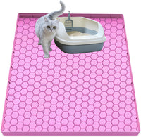 Cat Litter Mat, Silicone Large Cat Mat for Litter Box - 28"L x19"W / Pink