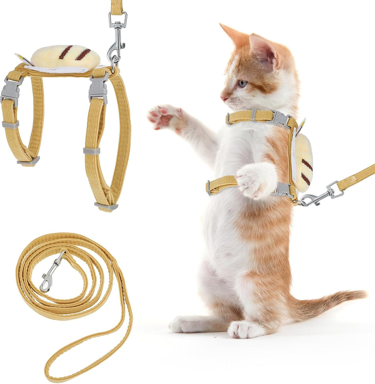 TIESOME Cat Harness and Leash Set - Vanilla Yellow