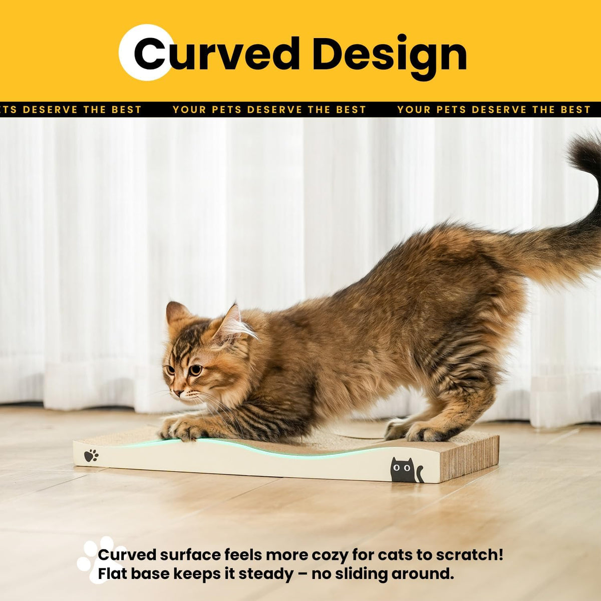 Cat Scratcher, Durable Scratch Pad - Beige / M: 16" - 4 Pack - image 3