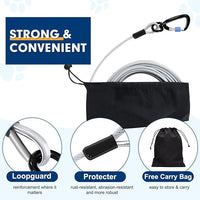 Snagle Paw Heavy Duty Tie Out Cable for Yard - 70FT-1000LBS, Chew Proof for Medium Large Dogs with Swivel, Lockable Hook, Spring