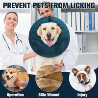 BINGPET Inflatable Dog Cone Collar Alternative After Surgery,Soft Recovery Cone for Dogs to Stop Licking,Protective Neck Donut E Collar Adjustable for Small Medium Large Dogs & Cats(Navy Blue,S)