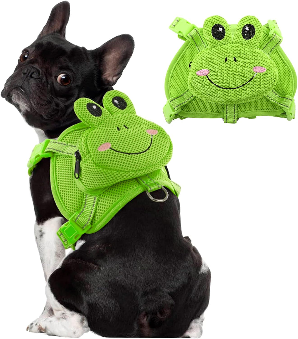 Dog Harness with Backpack - Small / Green Frog