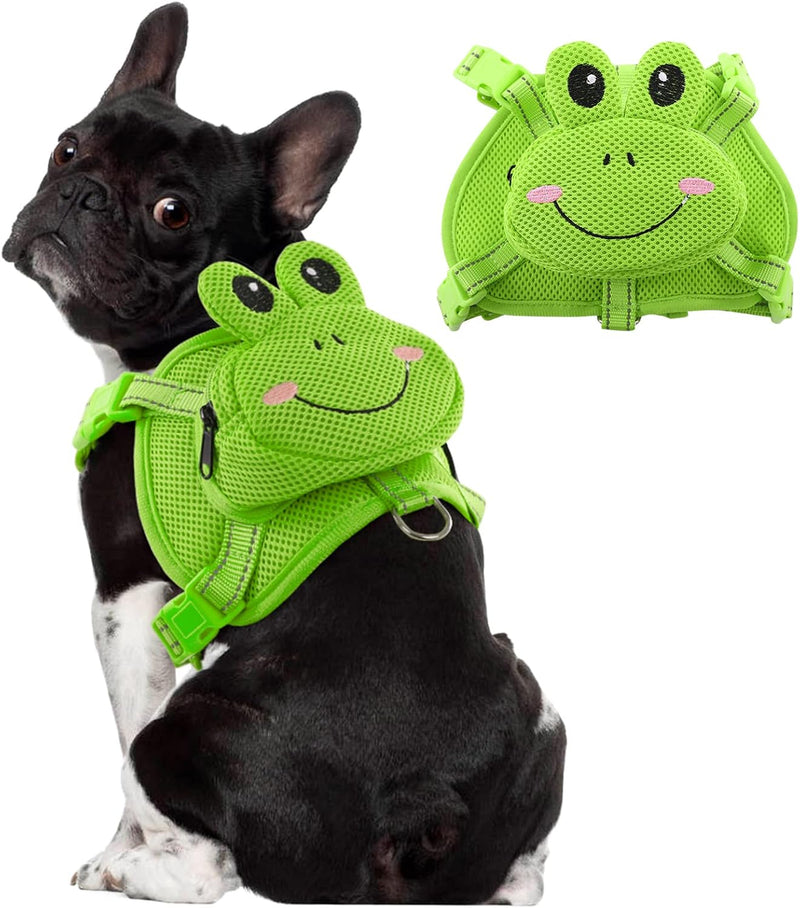 Dog Harness with Backpack - Small / Green Frog