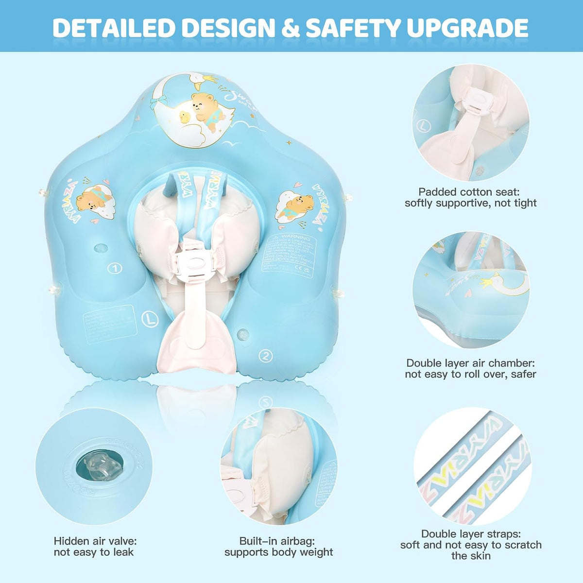 LOOWARTS baby pool float with UPF 50+ sun canopy and safety seat - view 2