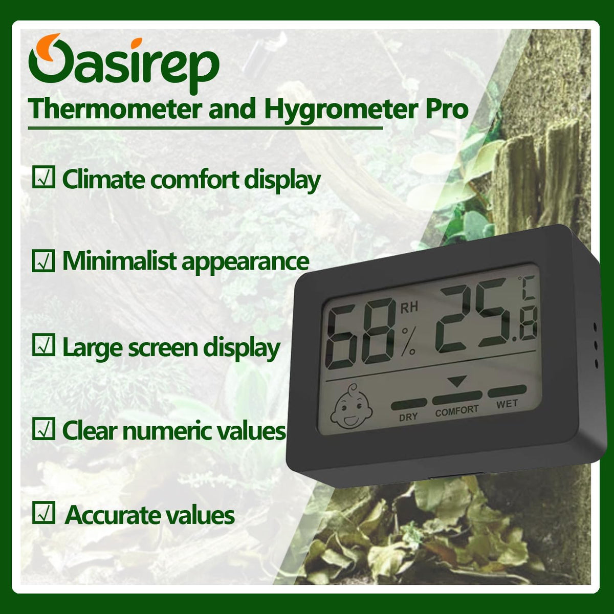 Reptile Thermometer and Hygrometer - KD40-Black / 1Pack - image 2