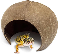PINVNBY 2 PCS Natural Coconut Reptile Hideouts Lizard Coco Hut Hermit - Smooth Surface / Extra Large Size, 1 PCS