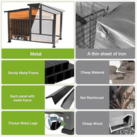 Dog House Outdoor with Bowls Weatherproof Dog Kennel with Anti-Chewing Iron Frame Dog Shelter for Small Medium Dogs