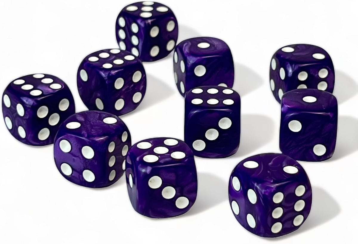 Luck Lab 10 Pack 16mm D6 Acrylic Dice Set - Purple Pearl - image 2