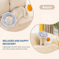 Avont Soft Cat Recovery Cone Collar, Adjustable Lightweight Kitten E-Collar for Small Dogs, Comfortable Neck Donut Stop Licking Scratching After Surgery -Grey(L)