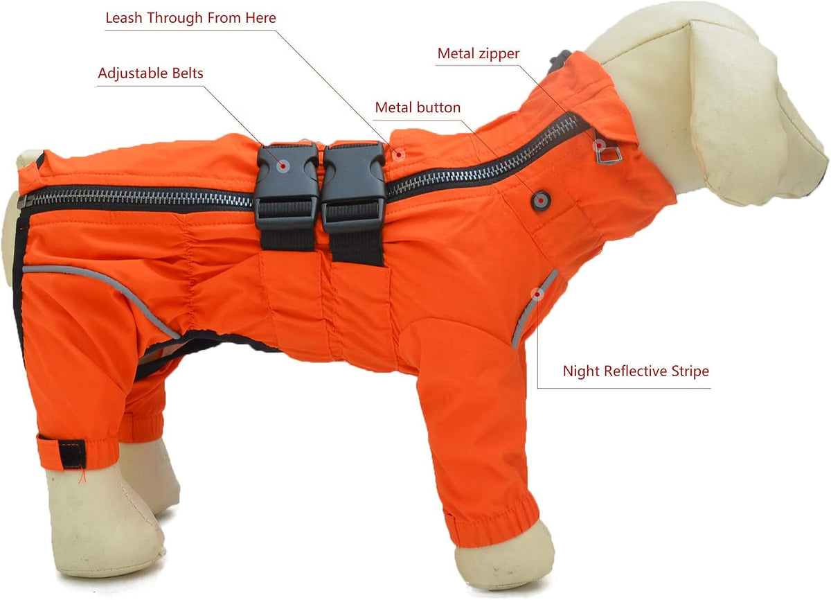 Lovelonglong full body waterproof dog raincoat with four legs and leash hole - view 2