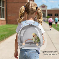 Small Bird Travel Backpack Carrier Cage - Blue / Clear Bubble + Tray - image 4