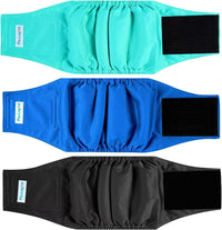 Paw Legend Washable Dog Belly Band Wrap Diapers for Male Dog - Blue, Aqua, Black (White Lining) / Small