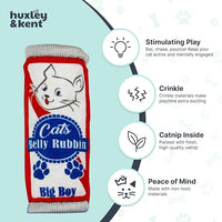 Huxley & Kent Plush Cat Toy - Interactive Catnip Toy for Cats & Kittens - Soft Kitty Toy with Crinkle & Catnip - Fun Indoor Play Toy - Belly Rubbin