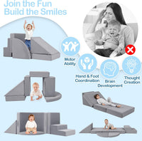 Tykacna foam climbing blocks for toddlers, 5 piece gray soft play set for indoor climbing - view 7