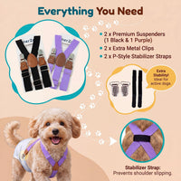 2 Pieces Dog Diaper Suspenders - Black&Purple / Small/Medium - image 3