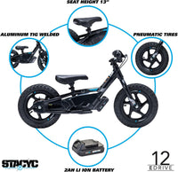 Stacyc 12eDrive electric balance bike for kids ages 3 to 5 with aluminum frame and lithium-ion batte - view 3